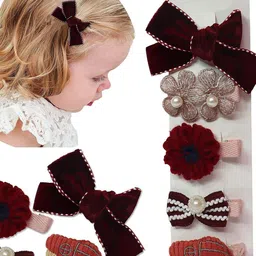 VAGHBHATT Girls Set Of 5 Alligator Hair Clips-80