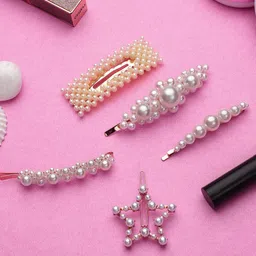 Mali Fionna Women White Set of 5 Embellished Alligator Hair Clip-picture-49