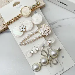 SYGA Set of 5 Rhinestone Studded & Beads Beaded Alligator Hair Clips-57