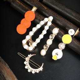 Priyaasi Set of 5 Women Yellow & Pink Alligator Hair Clip-15
