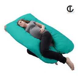 CURIOUS LIFESTYLE Sea Green Cotton Maternity Pillow With Zip Cover-38