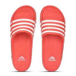 Adda Men Red & White Striped Rubber Sliders-image-98
