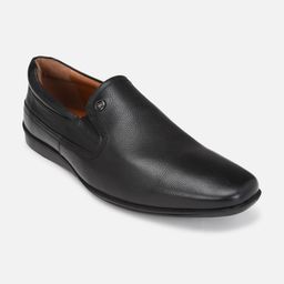 Louis Philippe Men Black Solid Leather Slip-On-image-35