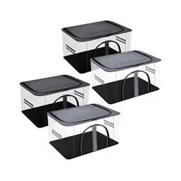 Kuber Industries Grey & Transparent 4 Pieces Regular Shoes Organisers-6