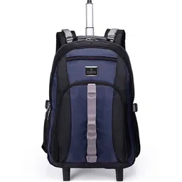 THE CLOWNFISH Colourblocked Water Resistant Hip Strap & Earphone Gate Two Wheel Backpack-55