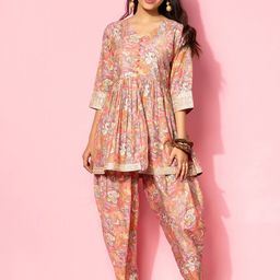 Libas Floral Printed Sequined Kurta with Dhoti Pants-50