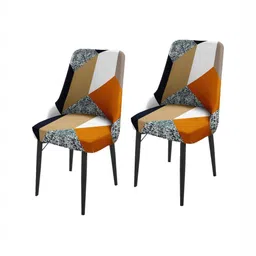 HOUSE OF QUIRK Beige & White 2 Pieces Printed Wingback Side Chair Covers-image-92