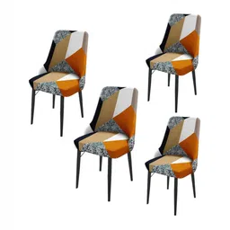 HOUSE OF QUIRK Beige & Brown 4 Pieces Printed Wingback Side Chair Covers-image-84