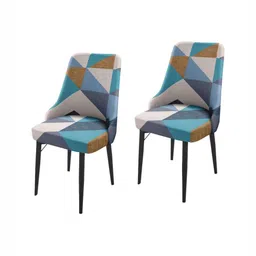 HOUSE OF QUIRK Blue & White 2 Pieces Printed Wingback Side Chair Covers-image-35