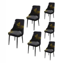 HOUSE OF QUIRK Black & Gold Toned 6 Pieces Printed Wingback Side Chair Covers-image-11