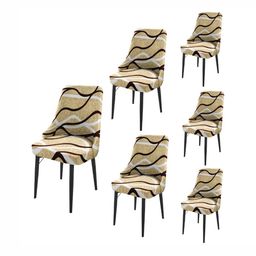 HOUSE OF QUIRK Beige & Brown 6 Pieces Printed Wingback Side Chair Covers-13