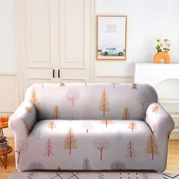 Cortina Beige Printed 2-Seater Stretchable Non-Slip Sofa Slipcover-image-73