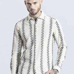 Snitch Men Straight Slim Fit Horizontal Stripes Semi Sheer Striped Casual Shirt-image-104