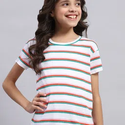 Monte Carlo Girls Striped Round Neck Top-image-73