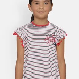 METRO KIDS COMPANY Girls White Striped Pure Cotton Top-image-37