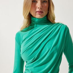 Happiness istanbul High Neck Ruched Solid Top-image-31
