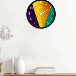 Decorative Plastic Wall Clock In Yellow By VibeCrafts-picture-3