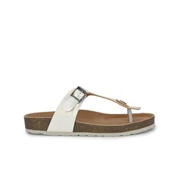 HERE&NOW Textured Open Toe T-Strap Flats Buckles details image 2