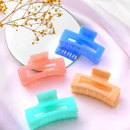 Yellow Chimes Women Set of 4 Rectangle Shaped Claw Clips-4