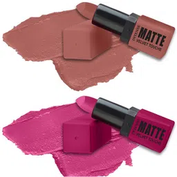 ForSure Intense Matte Velvet Touch Set Of 2 Matte & Long Lasting Lipstick-3.5gm Each-Petal Pink 302-Adorable Nude 306-41