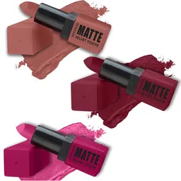 ForSure Intense Matte Velvet Touch Set Of 3 Matte & Long Lasting Lipstick-3.5gm Each-Petal Pink 302-Blast Maroon 304-Adorable Nude 306-27