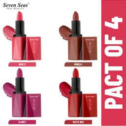 Seven Seas Pack of 4 Matte With You Lipstick-57