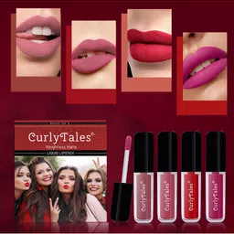 CurlyTales Set of 4 Weightless Matte Long Lasting Liquid Lipsticks - 4 ml each-9