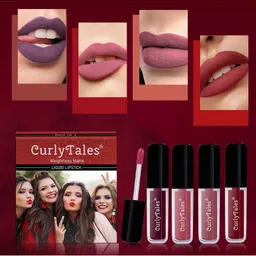 CurlyTales Set of 4 Weightless Matte Long Lasting Liquid Lipsticks - 4 ml each-5