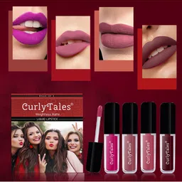 CurlyTales Set Of 4 Weightless Matte Liquid Lipstick - 3 ml Each-14