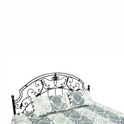 Exotic India Off White & Green Ethnic Motifs 300 TC Queen Bedsheet with 2 Pillow Covers-image-61