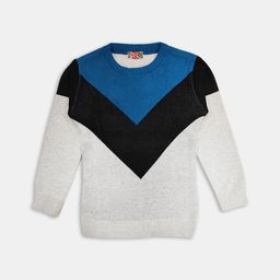 Here&Now X Game Begins Girls Chevron Colourblocked Pullover-image-61