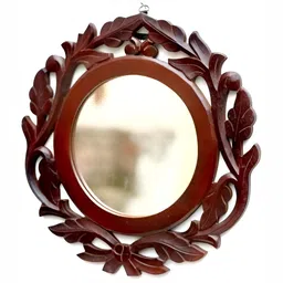 VAS collection home Brown Wooden Round Wall Mirror-image-81