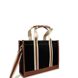 Womanix Colourblocked Structured Handheld Bag with Applique image 2