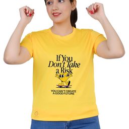 TAJNAN Women Typography Printed V-Neck Extended Sleeves Applique T-shirt-image-19