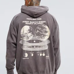 boohooMAN Graphic Printed Hooded Oversized Overdye Sweatshirt With Kangaroo Pocket-16