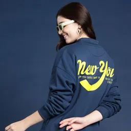 Mast & Harbour Typography Printed Applique Pullover Sweatshirt-picture-0
