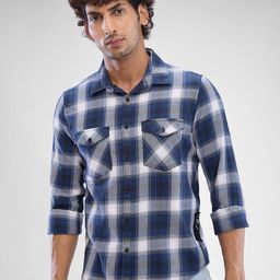 SPYKAR Men Slim Fit Opaque Checked Spread Collar Casual Shirt-image-55