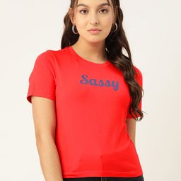 DressBerry Women Typography Printed Cotton T-shirt-image-46
