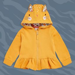 mothercare Girls Mustard Yellow Pure Cotton Hooded Sweatshirt-image-18