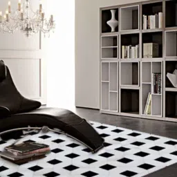 dazzhome Black and Ivory Hair On Leather Checkered Hand Woven 6ftX9ft Carpet-picture-27