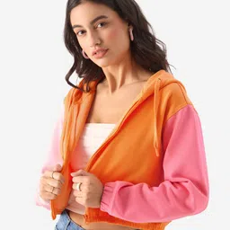 The Souled Store Colourblocked Hooded Front-Open Sweatshirt image 3