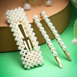 VOGUE HAIR ACCESSORIES Women Set of 3 Beaded Tic Tac Hair Clip-30