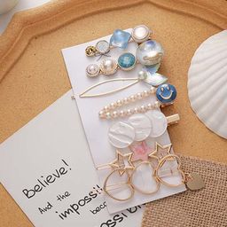 Designs By Jewels Galaxy Women Pink & Blue Set of 7 Alligator Hair Clip-46