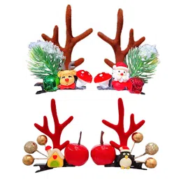 Yellow Chimes Girls Green & Red Set of 4 Christmas Alligator Hair Clip-7