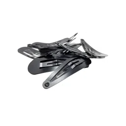 CHRONEX Set Of 6 Black Solid Metal Tic Tac Hair Clips-14