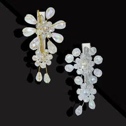 LAIDA Women Set of 2 Gold-Toned & White Beaded Alligator Hair Clip-picture-14