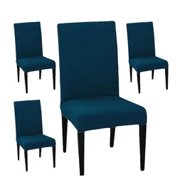 Lazi Blue 4 Pieces Comfortable Square Seat Chair covers-image-14