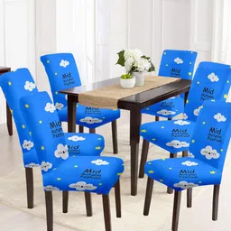 Aura Set Of 6 Blue & White Printed Chair Covers-17