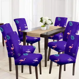 Aura Set Of 6 Purple & Pink Printed Chair Covers-5