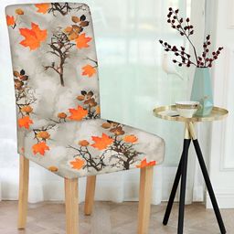 hargunz Grey & Orange Floral Printed Comfortable Chair Covers-29